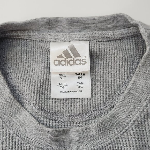 Adidas Waffle Knit Pullover Mens XL Gray Long Sleeve Shirt Thermal Top PP05X - Picture 4 of 7